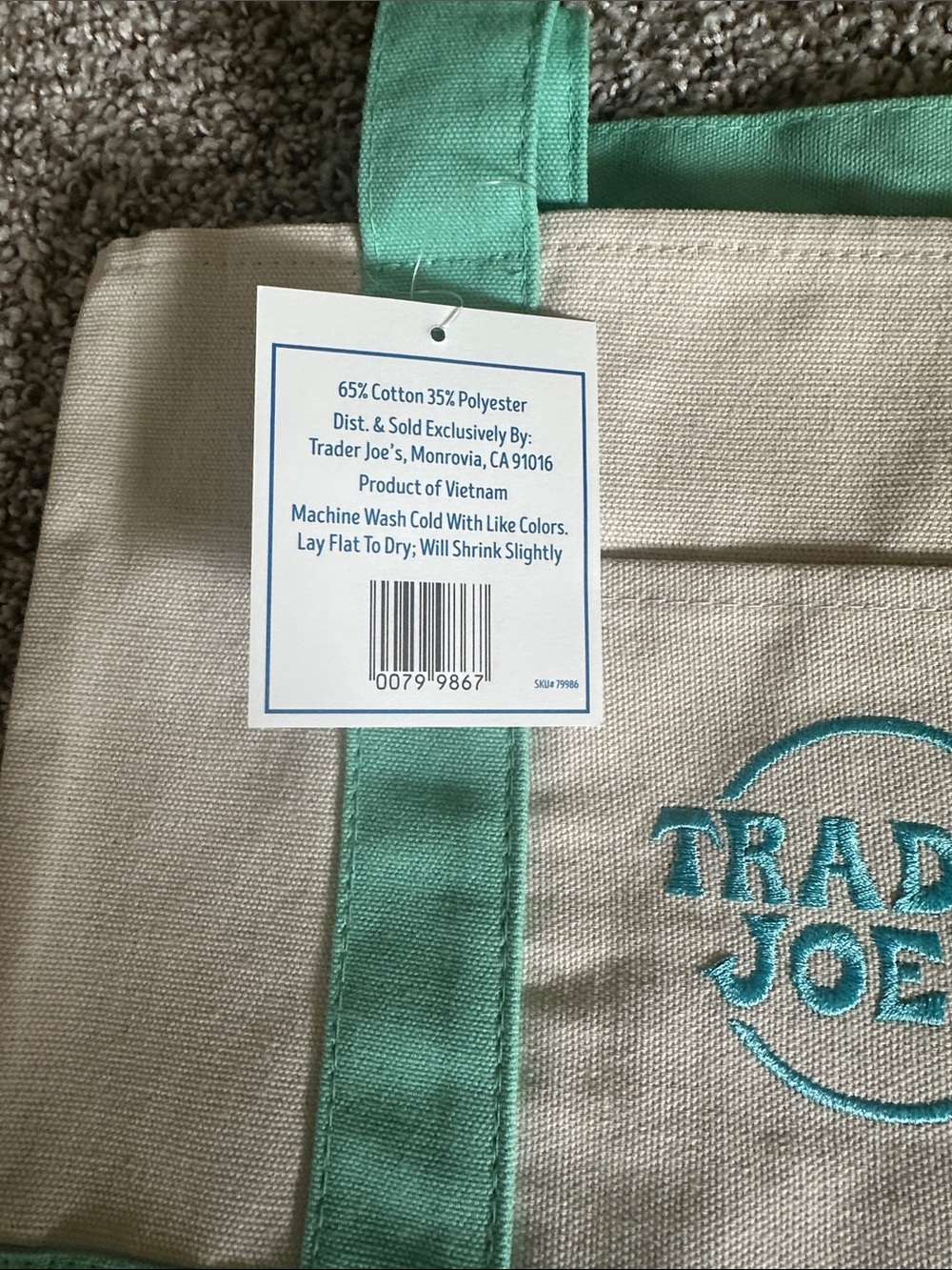 Trader Joe’s Mini Pastel Canvas Tote Bag; NWT - Picture 5 of 5